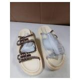 Pinokino Platform Sandals White Raffia Size 11