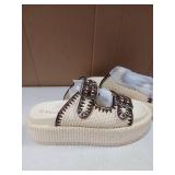 Pinokino Platform Sandals White Raffia Size 11