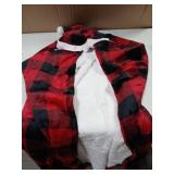 Wearable Christmas Throw with Santa Hat and Hand Pockets Black and Red Plaid 60 x 50in