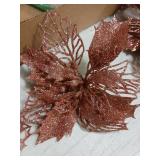 Artificial Glitter Poinsettas with Clips 12pk