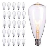 25-Pack Edison Replacement Light Bulbs,7-Watt E12 Candelabra Base ST40 Replacement Clear Glass Light Bulbs for Outdoor Patio ST40 String Lights, Warm White