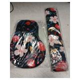 Japanese Floral Mouse Pad and Wrist Rest Set