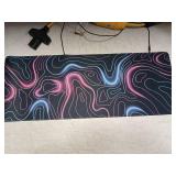 Extended Gaming Mouse Pad - Neon Topographic Design