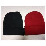 Classic Knit Beanie Set - Black and Red