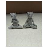 Crystal Encrusted Meditating Cat Figurines