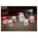 Vtg. Santa Mugs and Pitcher