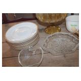 Vtg. Anchor Hocking Amber Footed Serving Bowl & More