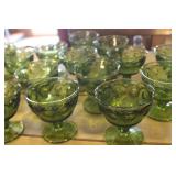 16 Vtg. Green Glass Sherbet Glasses