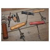 Vtg. Cork Screws & More in Wood Cheese Box