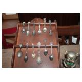 Vtg. Spoons, Wood Rack and More