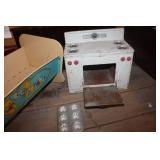Vtg. Little Chef Toy Stove & Baby Cradle