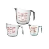 Anchor Hocking Glass Measuring Cups, 3 Piece Set (1 Cup, 2 Cup, 4 Cup liquid measuring cups)