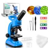 Kids Microscope,40-1600x Microscope Kit for Kids Beginners Children,STEM Kit,Prepared Slides,LED Light and Configured Various Operating Tools- Science Experiment Toy for Kids Ages 6-12