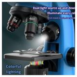 Kids Microscope,40-1600x Microscope Kit for Kids Beginners Children,STEM Kit,Prepared Slides,LED Light and Configured Various Operating Tools- Science Experiment Toy for Kids Ages 6-12