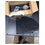 SWTYMIKI Corner Shower Caddy Standing - 3 Tier Stainless Steel Shower Organizer Stand, Large Capacity Floor Shelf with 4 Hooks, Rustproof Bathroom Storage Rack, Black