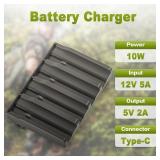 4-Port Fast Charging Dock Compatible with TACTACAM Reveal Lithium Cartridge Charger, for Ultra, X, Pro Pro 3.0, Gen 2.0 & 3.0 Cellular Trail Camera Battery Packs, Include 12V 5A Wall Charger