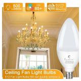 Sailstar E12 LED Bulb 60W Equivalent, 500 Lumens, Ceiling Fan Light Bulbs Soft White 2700K, Type B Light Bulb 5W, CRI 85, B11 Small Base Candelabra LED Light Bulbs, Non-dimmable, Pack of 3