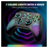 Dinosoo RGB Wireless for Xbox Controller Series X|S, Xbox One & PC Windows 10/11, Built-in Battery Dual Vibration Turbo Macro Function, 2.4GHz Adapter