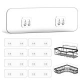9-Pack Shower Caddy Adhesive Replacement, Transparent Adhesive Hooks Stickers, Strong Hook Strip for Shower Caddy Basket Shelf, Soap Holder, Bathroom Storage Corner Shelves, Kitchen Racks