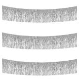 BEISHIDA 3 Packs 30 Feet Metallic Foil Fringe Garland Tinsel Streamers Shiny Silver Wall Hanging Tinsel Fringe Banners for Wedding Birthday Party Decoration Halloween Christmas New Year