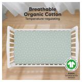 KeaBabies  Organic Crib Sheet for Boys, Girls - 52x28 Fitted Crib Mattress Sheet Neutral, Breathable Jersey Cotton Cover for Baby Bed, Toddler Mattress, Soft & Cute Prints (Prairie)