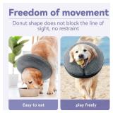 Loflaze Soft Inflatable Dog Cone Alternative - Neck Donut E Collar for Large, Medium, Small Dogs & Cats - Post Surgery Recovery Collar to Stop Licking - Grey