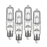 Jaenmsa 4 Pack JDE11 Bulb,120V 50W Halogen Mini Candelabra Bulbs,T4 JD E11 Bulb Dimmable 2700K Warm White(Replacement E11 LED Bulbs) for Chandeliers,Candelabra,Ceiling Fan,Table Lamps,Cabinet Lighting