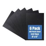 Kinlink Black ABS Plastic Sheet 8 x 12x 0.04 Flexible Moldable Impact Strength and High Tensile 1/25 Thick (1mm) Abs Sheet, Moldable Plastic DIY Materials for Home Decor and Handicrafts, 6 Pack