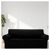 Cupuamon 2025 New Stretch Sofa Slipcovers Couch Cover for 3 Cushion Furniture Protector Sofa Covers with Elastic Bottom Jacquard Fabric Small Checks for Pets, Kids -Sofa, Black
