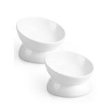 LoeJan Elevated Cat Food Bowl, 5 Oz Ceramic Raised and Tilted Water Bowl, Anti Vomiting and Protect Pets