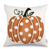 GEEORY Fall Pillow Covers 18x18 inch Polka Dots Pumpkin Throw Pillow Covers for Thanksgiving Decorations Party Pillows Decorative Pillow Covers for Couch Sofa