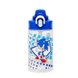 Zak Designs Sonic the Hedgehog Sage Water Bottle For School or Travel, 16oz Durable Plastic Water Bottle With Straw, Handle, and Leak-Proof, Pop-Up Spout Cover (Sonic, Eggman)