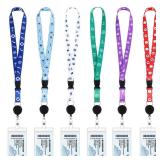 6 Pcs Cruise Lanyards for Cruise Ship Cards, Cruise Lanyard Retractable Cruise Ship Lanyards with Waterproof Detachable Badge Holder for Cruise Ship Essentials (Simple Style)