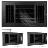 Wesiti 2 Pcs 12 x 6 Inch Vent Covers for Home Ceiling HVAC Sidewall Air Register 3 Way Vents Wall Register Solid Steel Manual Adjuster for Home Bathroom Toilet Office (Black)