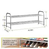 LINZINAR Shoe Rack 2 Tier Storage Organizer for Closet Entryway Metal Grey