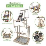 Hamiledyi 4 Layers Large Bird Playground 32 H Pet Parrot Playstand Gym Perch Wood Playpen for Parakeets Lovebirds Conure Cockatiel Cockatoos Finch Budgies or Other Small and Medium Sized Birds