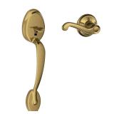 Schlage Lock Company Plymouth Front Entry Handle Flair Right-Handed Interior Lever (Antique Brass) FE285 PLY 609 FLA RH - LOCK FE285 PLY 609 FLA RH