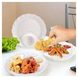 WRINGKIT Set of 3 Dumpling Plate with Dipping Saucer, 8.7 Ceramic Sushi Dishes with Vinegar Dish, White Chip Dip Serving Platter Wine Dine Appetizer Plate for Snack, Dessert, Salad, French Fries