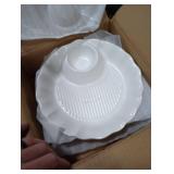 WRINGKIT Set of 3 Dumpling Plate with Dipping Saucer, 8.7 Ceramic Sushi Dishes with Vinegar Dish, White Chip Dip Serving Platter Wine Dine Appetizer Plate for Snack, Dessert, Salad, French Fries