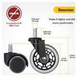 HOLKIE Office Chair Wheels Roller Blade Caster Rubber Replacement for Office 11x22mm Transparent 3 Inch, Desk Rolling Set of 5 for Hardwood Floors Gaming Chair Wheels Smooth & Silence Gliding