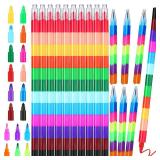 Eersida Stacking Crayons Colorful Stackable Buildable Crayons Rainbow Pencils Party Favors for Kids Coloring School Office Supplies Party Favor