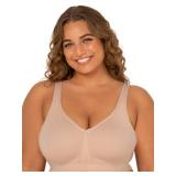 Fruit of the Loom womens Plus Size Wireless Cotton Full Coverage Bra, Sand,46C