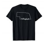 State of Nebraska Outline with Volleyball Script ACJ227b T-Shirt Large