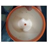 Napco Stamped Crusade Design Burnt Orange 4.25 x 4.75 Ceramic Planter Pot with Saucer