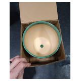 Napco Imports Prism Honeycomb Design Ceramic 5.75 x 6 Inch Teal Blue Indoor Standing Planter Pot with Drain Hole and Attached Saucer