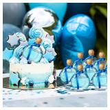 Baderke 12 Pcs 5 oz/ 150 ml Don Julio Tequila Bottles with Cork and Straw Mini Empty Flat Patron Bottles Reusable Tiny Liquor Jar Shot Glass with Blue Silk Ribbon for Wedding Party Decoration