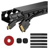 ENONCI Updated Cable Raceway Kit - 77 (5x15.4) Inch Open Slot Wire Covers for Cords, Under Desk Cable Management System to Hide Under Desk/Tv/Computer/Net/Power Cords, (Pack 5)