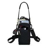 Bstge Water Bottle Holder with Strap, Water Bottle Carrier Bag with Phone Pocket, Shoulder Hand Strap Insulated Neoprene 32 oz Water Bottle Sleeve for Walking Hiking Camping Gym(black)