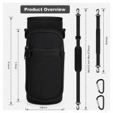 Bstge Water Bottle Holder with Strap, Water Bottle Carrier Bag with Phone Pocket, Shoulder Hand Strap Insulated Neoprene 32 oz Water Bottle Sleeve for Walking Hiking Camping Gym(black)