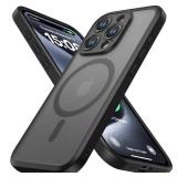 ImpactStrong Magnetic Guard Designed for iPhone 15 Pro Case [Camera Protection] [Military Grade Drop Tested] [Compatible with MagSafe] Slim Translucent Matte Phone Case (6.1) - Black